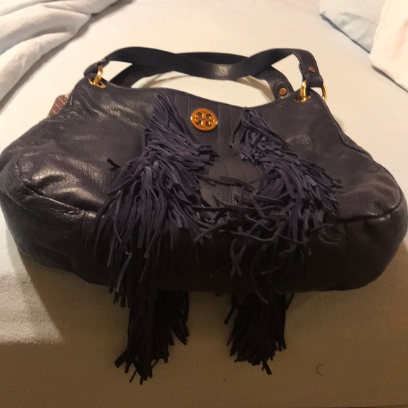 Tory Burch purple shoulder bag with fringe NWT - Picture 3 of 8